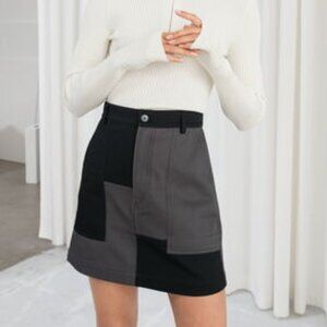 & Other Stories Patchwork Cotton Twill Mini Skirt